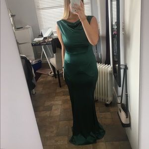 Emerald Green Satin Dress